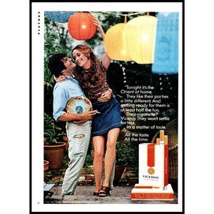 1971 Viceroy Cigarettes Vintage Print Ad Couple Date Paper Lantern Wall Art